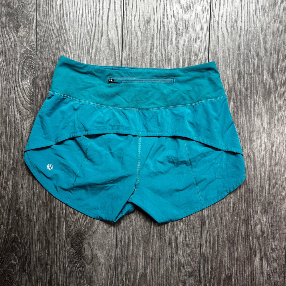 Lululemon Speed Up Low-Rise Lined Running Shorts Size 4 Teal Blue W7AVBS